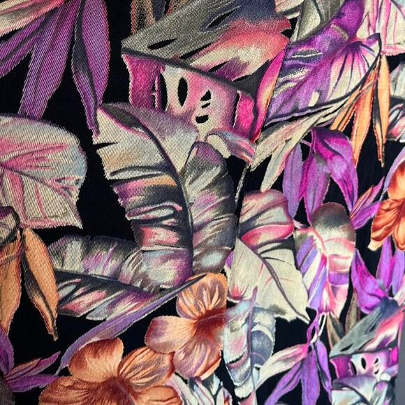 VTG 90S DARK FLORAL HAWAIIAN PRINT KNEE-LENGTH SKIRT - Picture 3 of 4